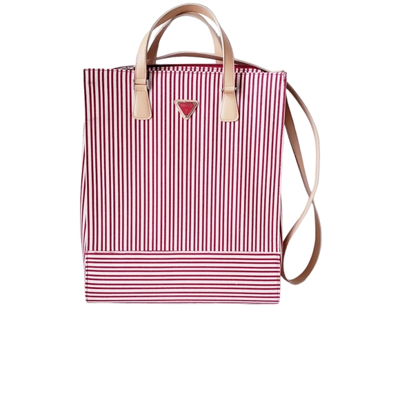 Vintage Guess Red and White Striped Tote Bag - Picture 2 of 16